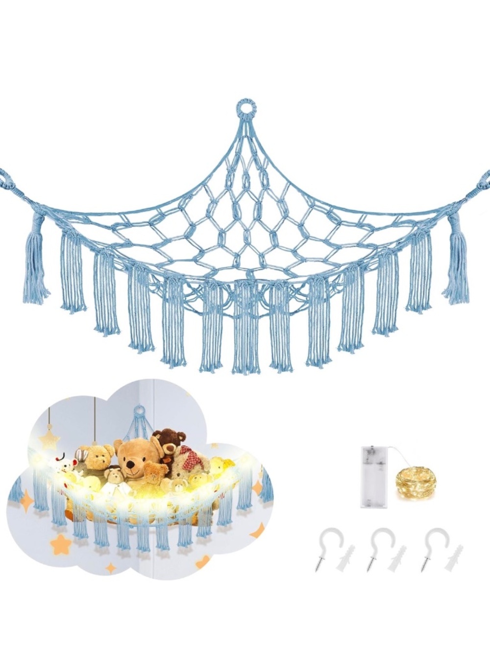 NWT- CERETIA Stuffed Animal Hammock Large Corner Plushie Net Storage